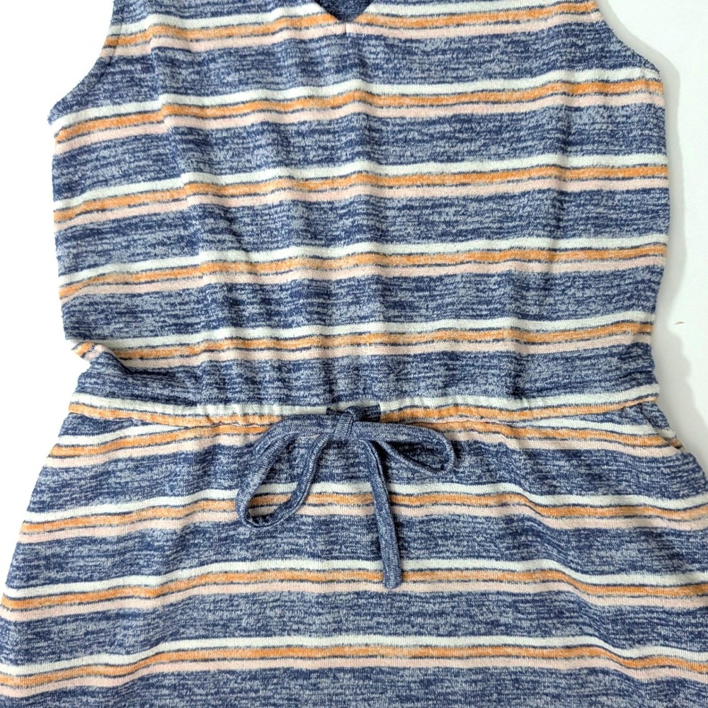 Market & Spruce Striped Knit Dress Sleeveless Drawstring Waist Pockets Coastal S - Picture 7 of 13